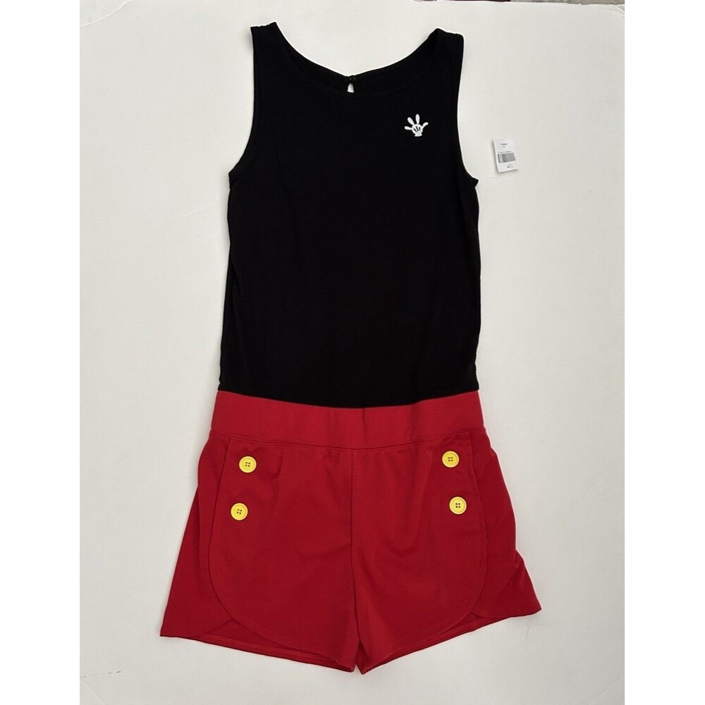 Disney Parks Adult Small One Piece Mickey Mouse Romper Red Black WDW NEW